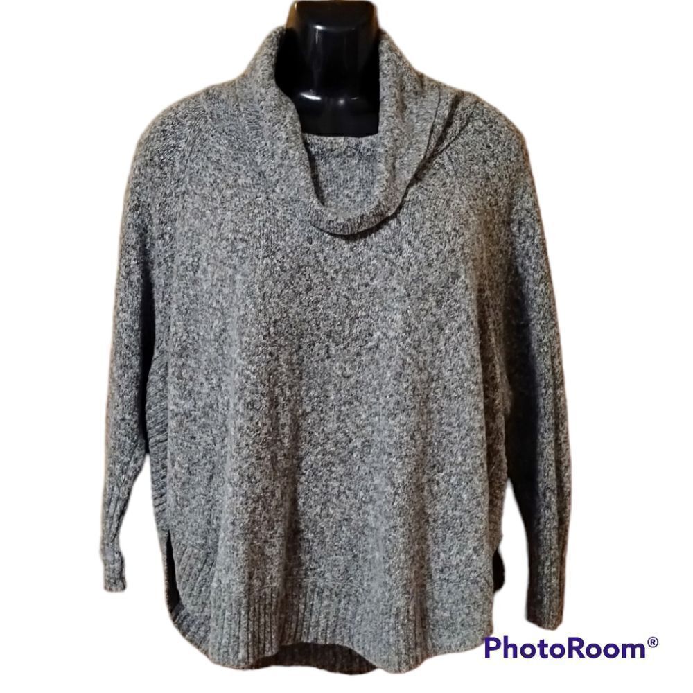 Leo & Nicole Gray Cowl Neck Knit Sweater Womens Plus 2X